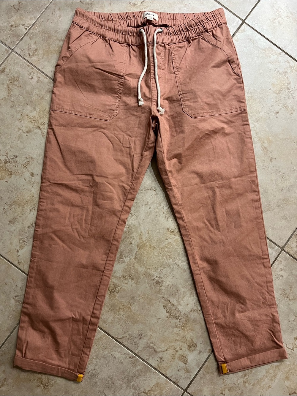 ‼️NWT: Pact Organic Woven Twill Khaki Pants In Salmon Pink - L